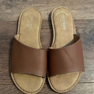 New Sperry Waypoint Memory Foam Leather Sandals Size 7 Tan